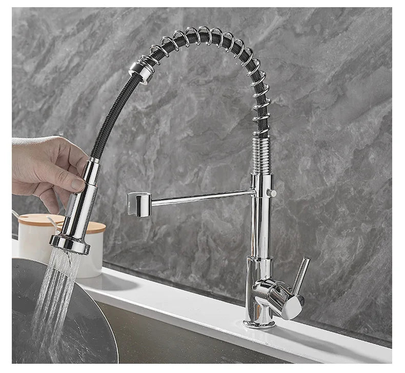 Professional Kitchen Faucet  Spring Pull Down Design Gold Brass Finish - Product detail 14
