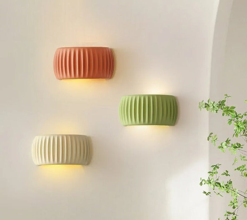 Modern Wall Sconce  Ribbed Resin Design - Detailed view