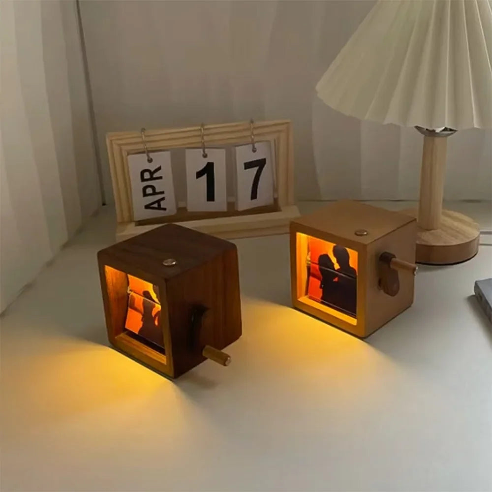 Wooden Photo Flipbook Frame  Hand-Cranked Memory Display Box - Product detail 5