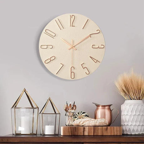 Minimalist Wall Clock  Black Wood Design With White Numbers - Product detail 4