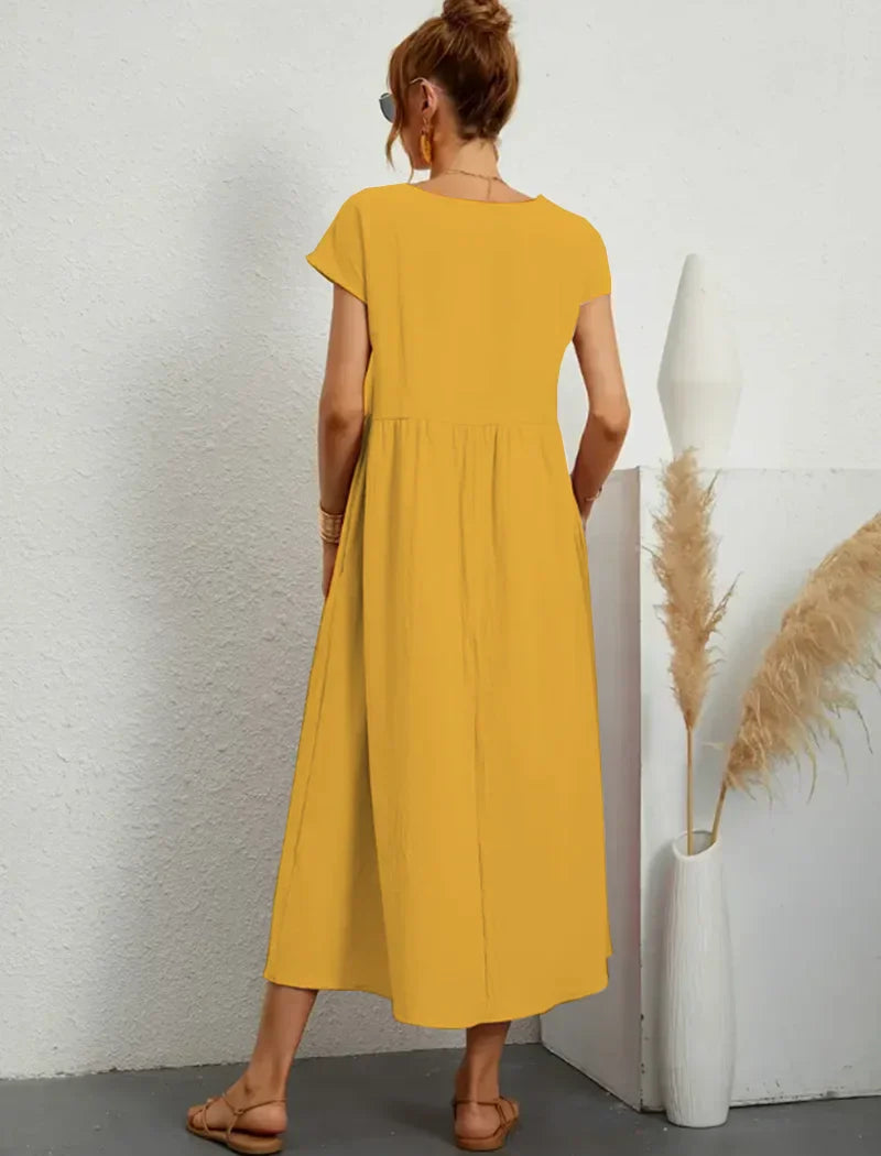 Casual Midi Dress  Loose Fit Cotton Blend - Product detail 5