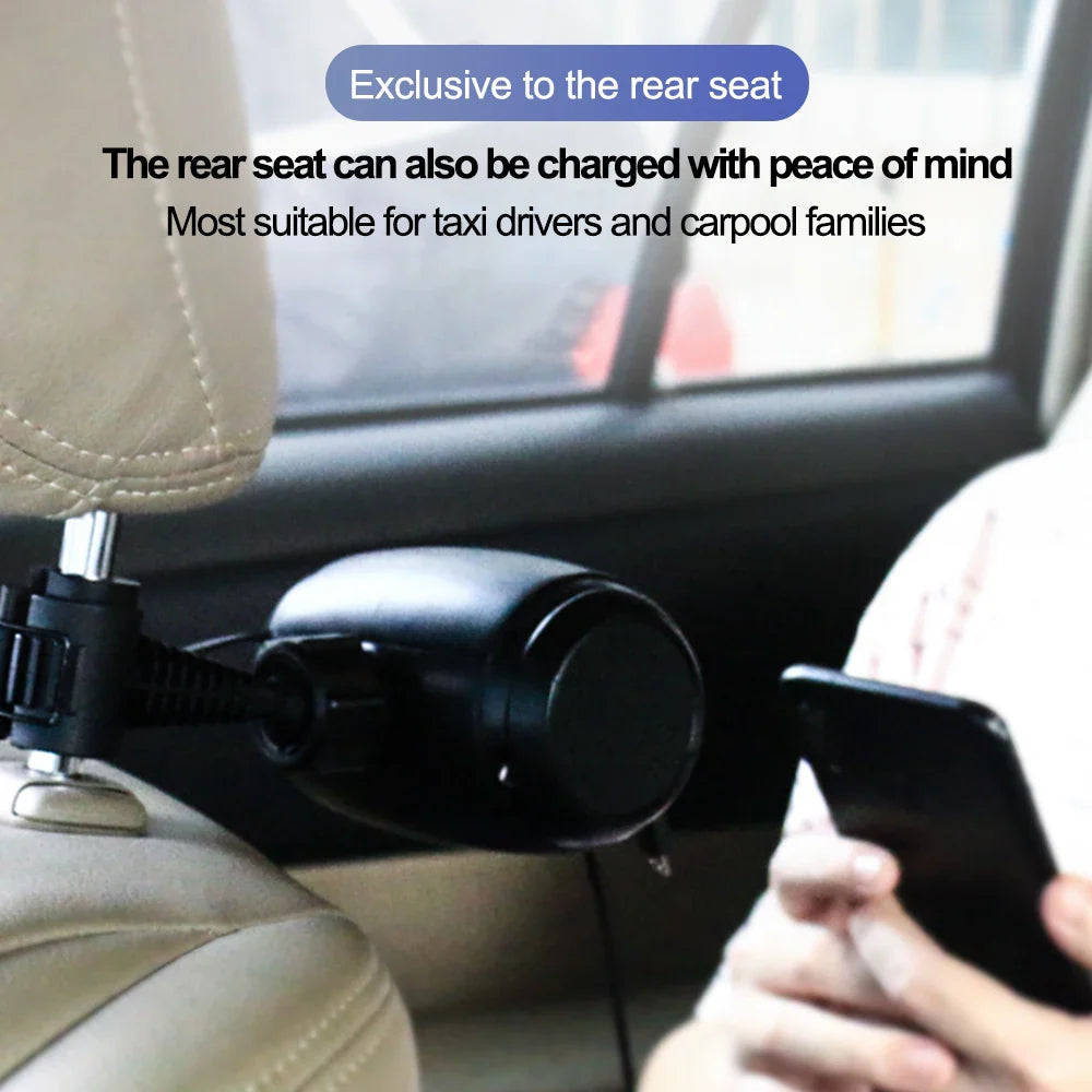 Multi-Port Car Charger  3-in-1 Retractable Fast Charging Hub - Product example