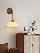Modern Wall Lamp  Walnut Wood  Brass Fixture - Product detail 8