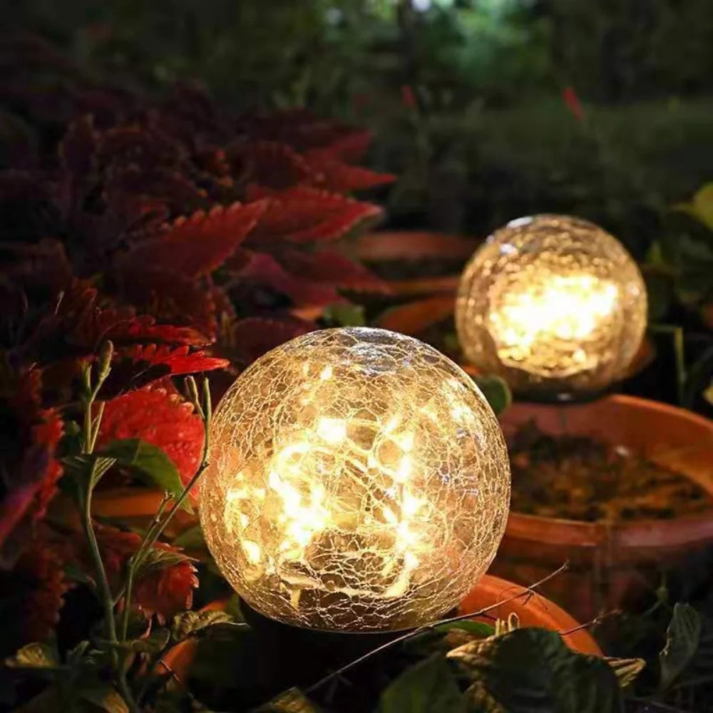 Solar Garden Globe Light  Crackled Glass Sphere Design - Product detail 4