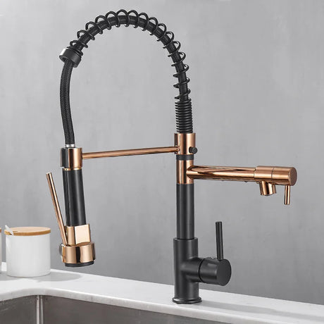 Professional Kitchen Faucet  Spring Pull Down Design Gold Brass Finish - Product detail 7