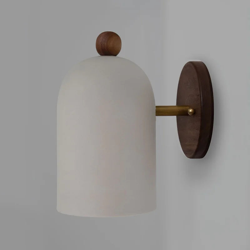 Modern Wall Lamp  Walnut Wood with White Shade - Product detail 5