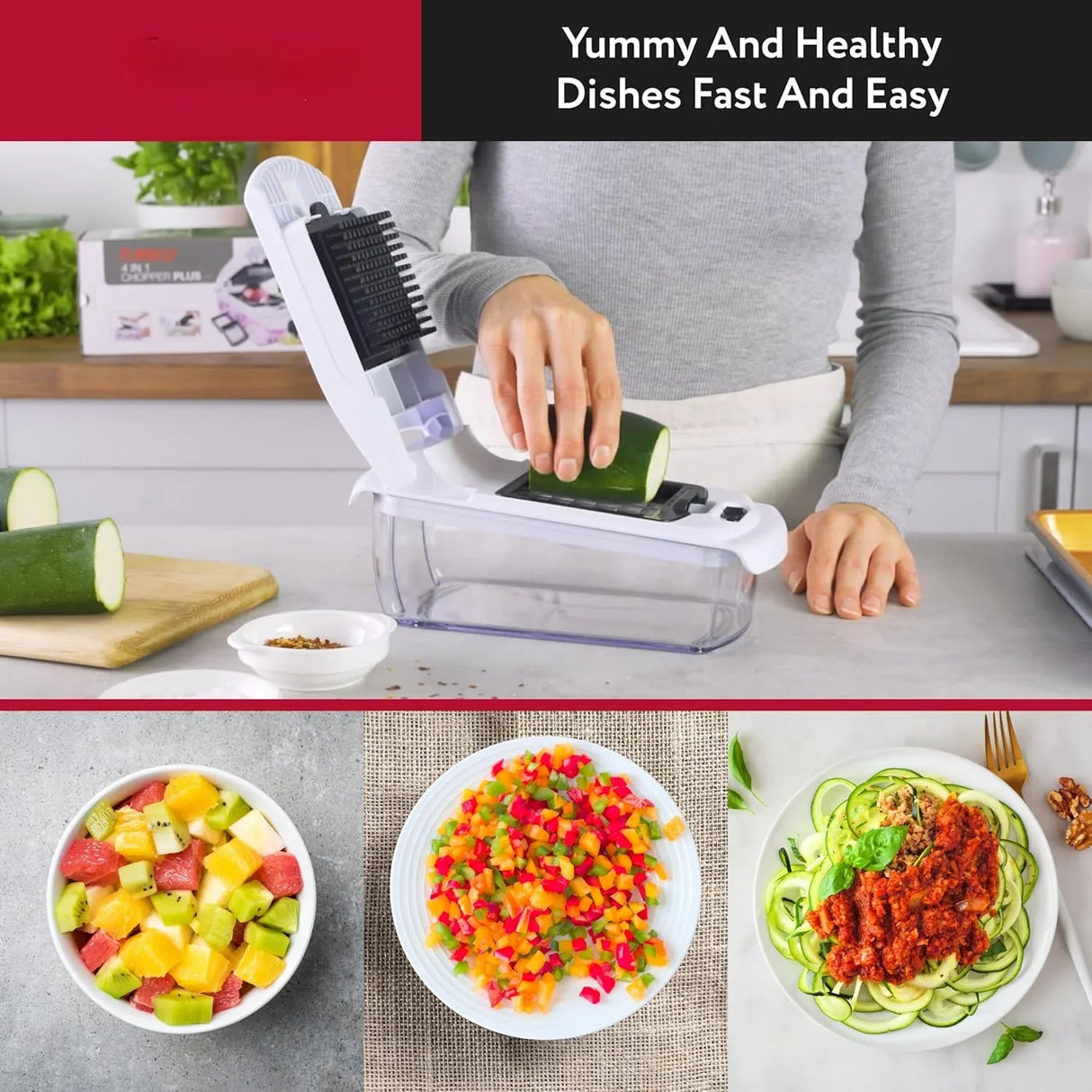 Multi-Function Vegetable Chopper  6-in-1 Food Prep System - Product detail 6
