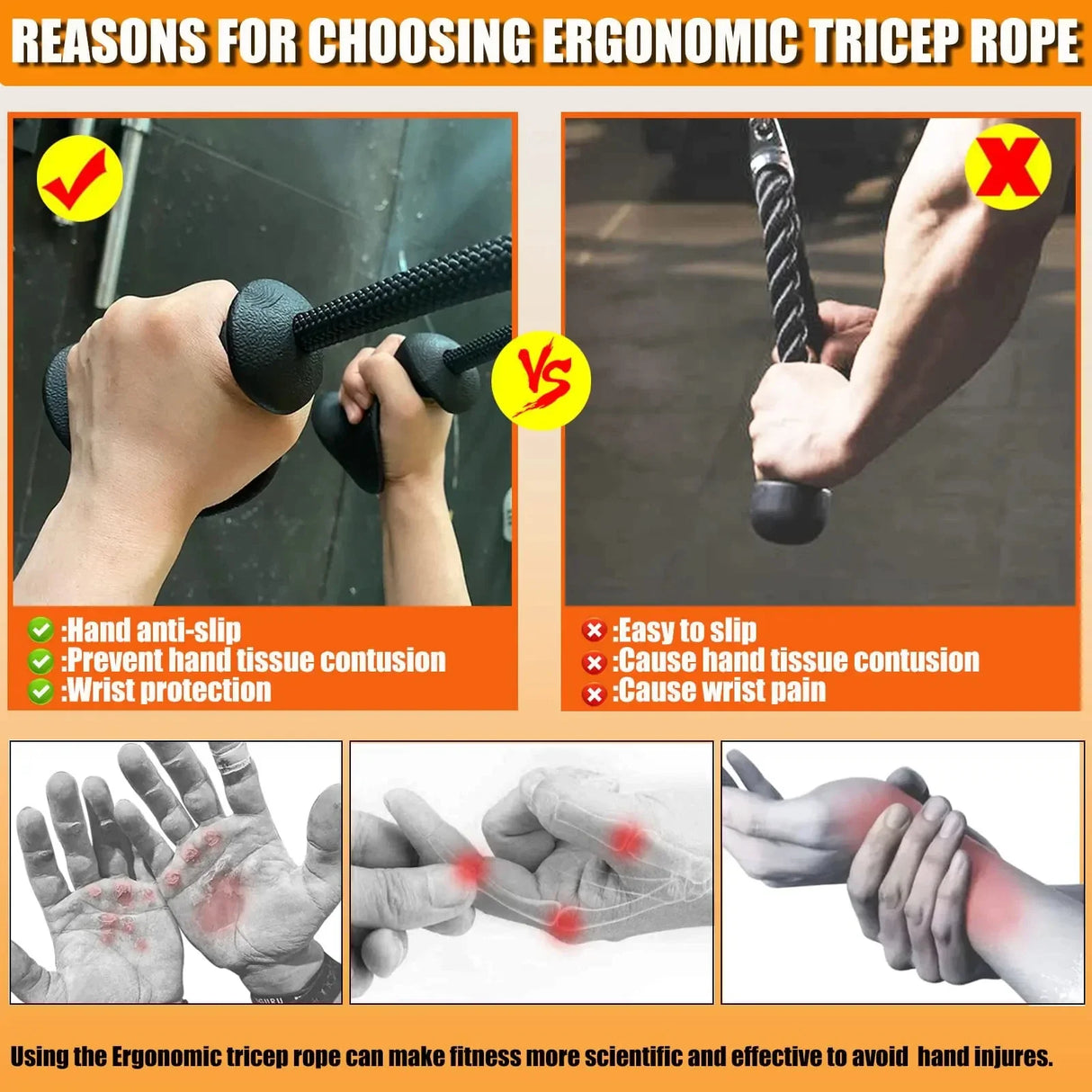 Professional Triceps Rope  Ergonomic 120cm Cable Attachment - Product detail 14