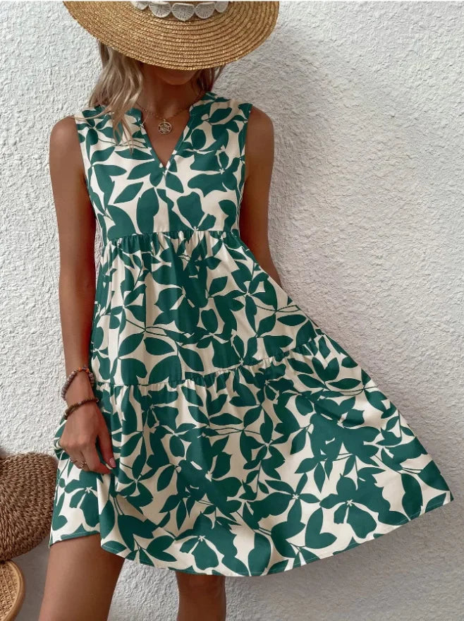 Summer Floral Dress  V-Neck Tiered Cotton Design - Product detail 19