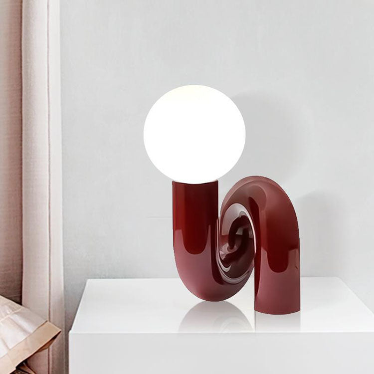 Modern Spiral Table Lamp  Metallic Red Glass Globe Design - Product detail 5