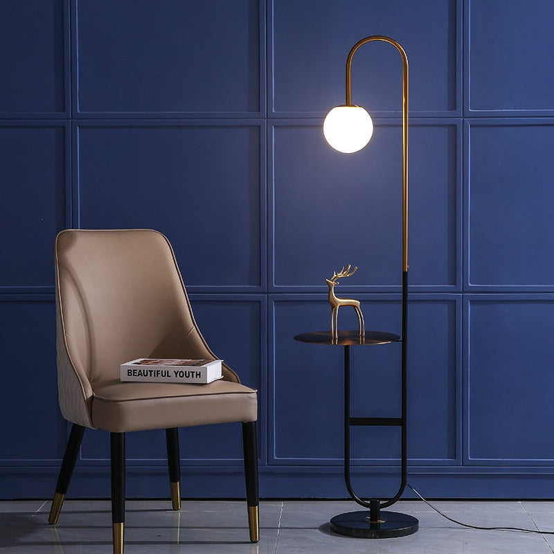 Modern Floor Lamp with Table  Brass and Marble Design - Product detail 6