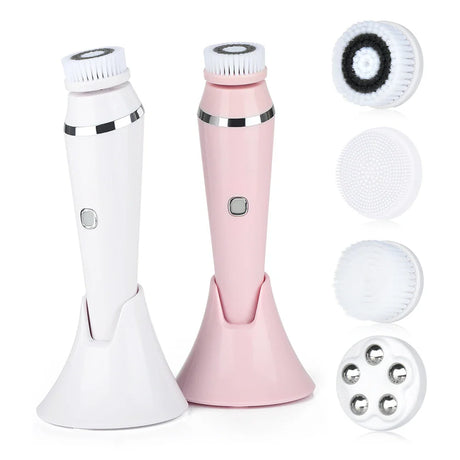Electric Facial Cleansing Brush  4-in-1 Skincare System - Product showcase