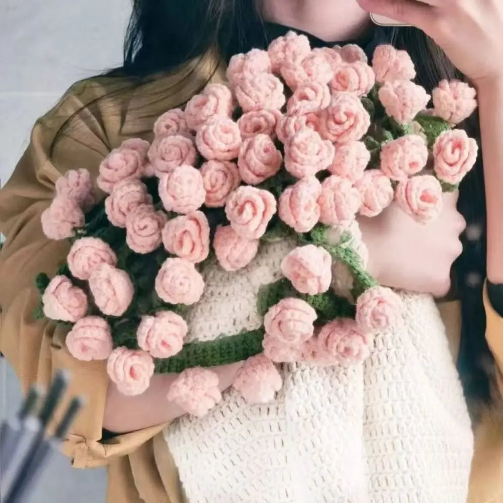 Floral Knit Blanket  Purple Rose Bouquet Design - Product detail 4