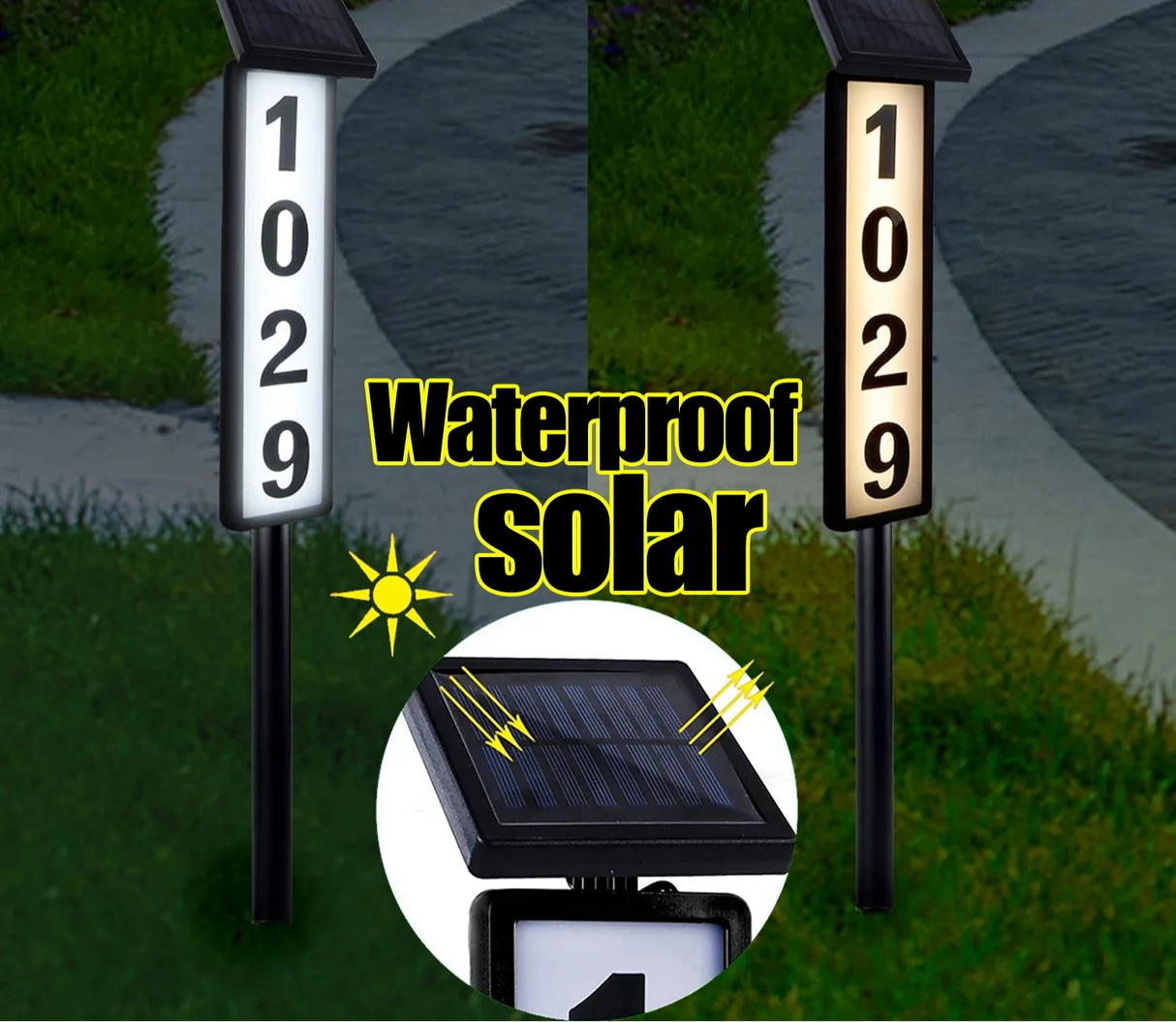 Solar House Number Light  Dual-Color LED Address Sign - Product showcase
