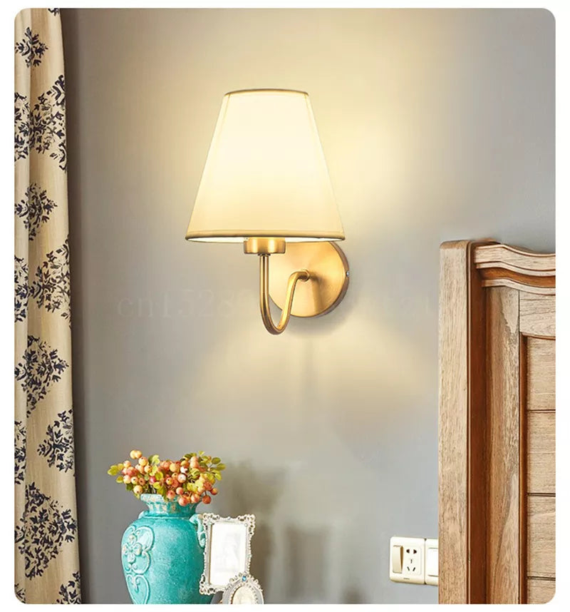 Modern Wall Sconce  Brushed Gold with Fabric Shade - Product detail 5