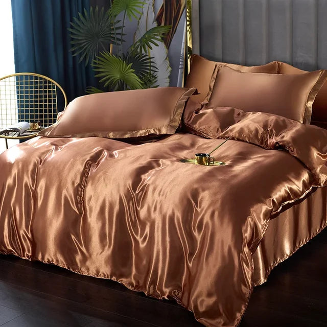 Luxury Satin Bedding Set  Silky Smooth Duvet Cover  Pillowcases - Product detail 10