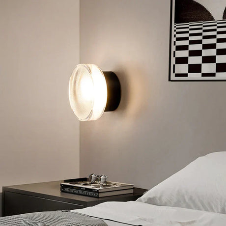 Modern LED Wall Light  Round Glass Diffuser With Gold Base - Product example