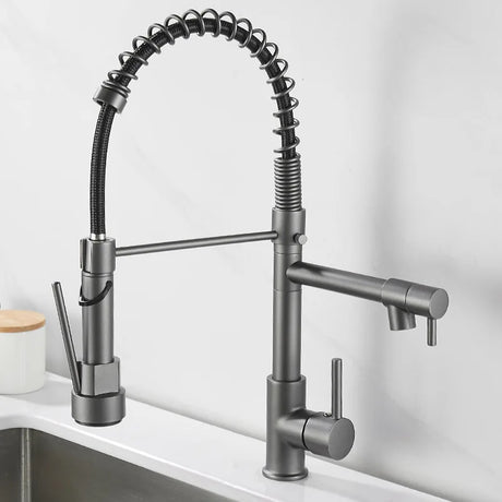 Professional Kitchen Faucet  Spring Pull Down Design Gold Brass Finish - Product detail 9