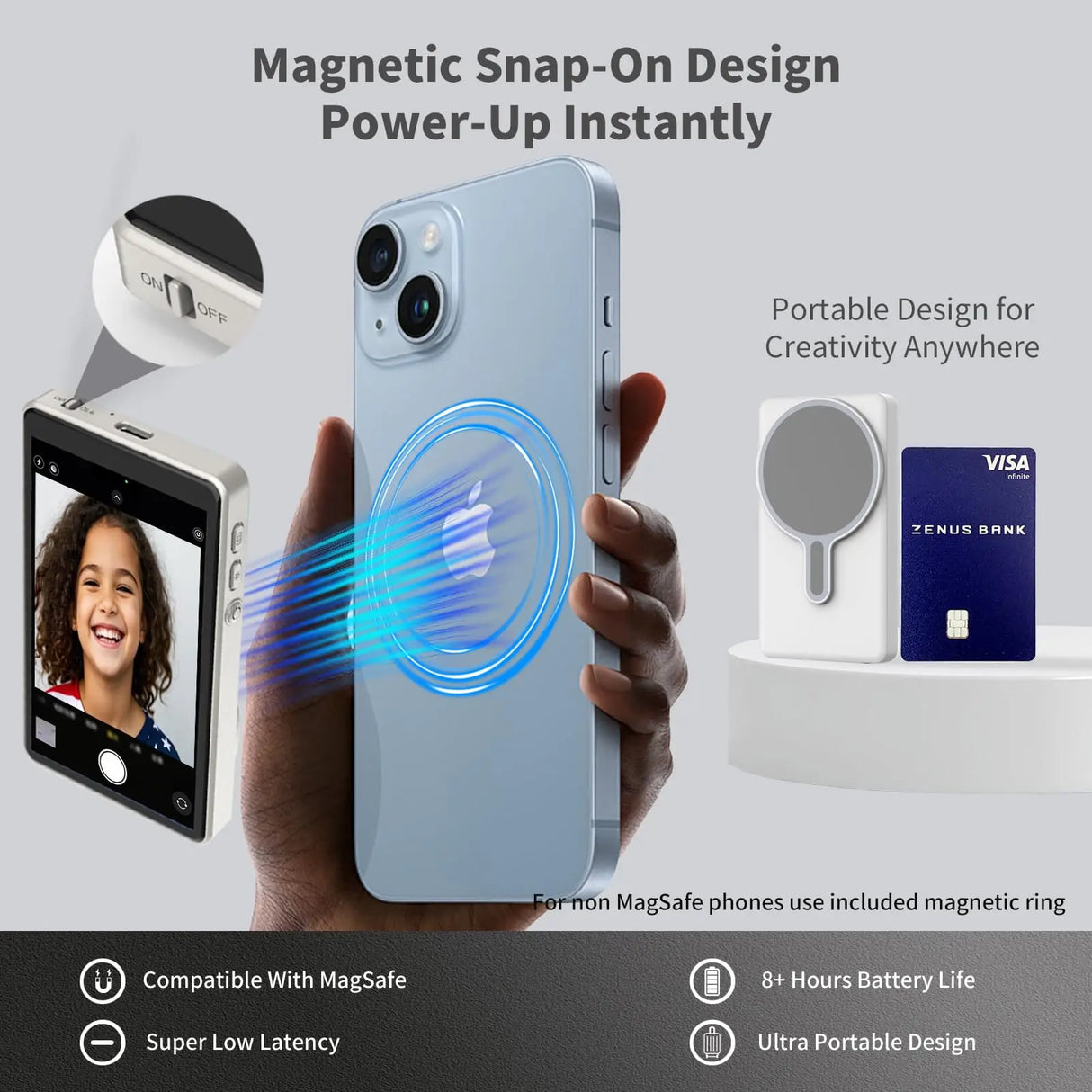 Magnetic Selfie Mirror  Phone Camera Monitor With Wireless Remote - Detailed view