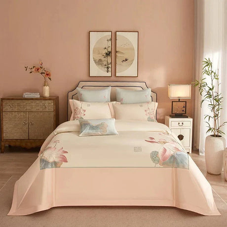 Egyptian Cotton Duvet Set  Lotus Floral Pattern - Product showcase