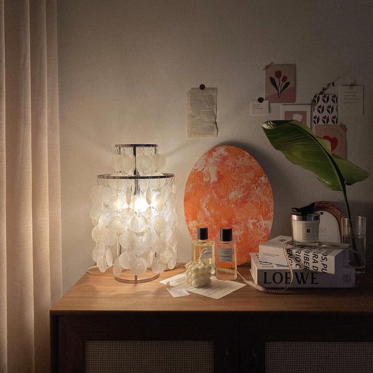 Seashell Table Lamp  Mother of Pearl Cascading Design - Product detail 12