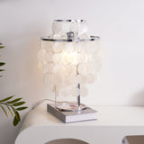 Seashell Table Lamp  Mother of Pearl Cascading Design - Detailed view