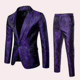 Formal Mens Suit  Jacquard Pattern Two-Piece Set - Detailed view