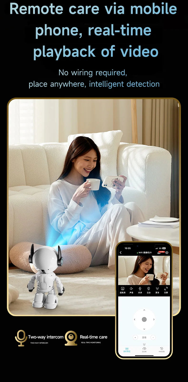 Smart Security Camera  4K Ultra HD Robot Design - Product detail 7