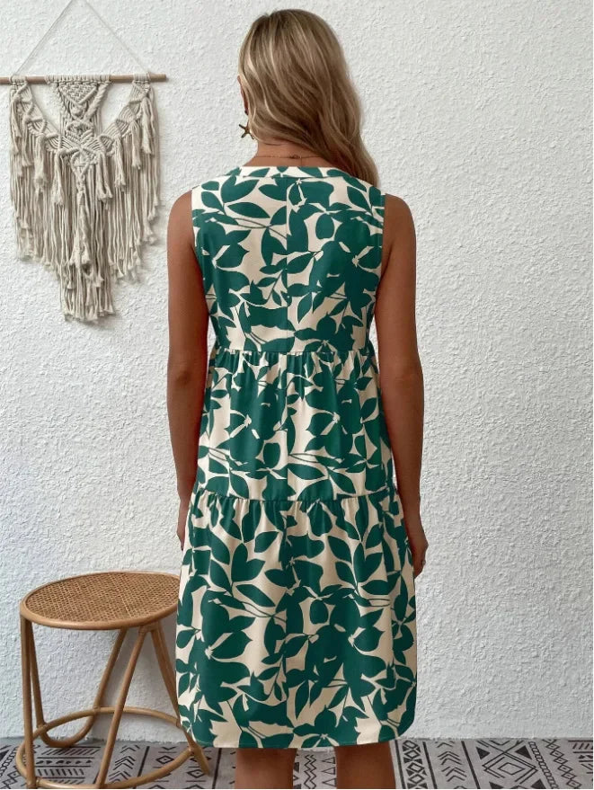 Summer Floral Dress  V-Neck Tiered Cotton Design - Product detail 20