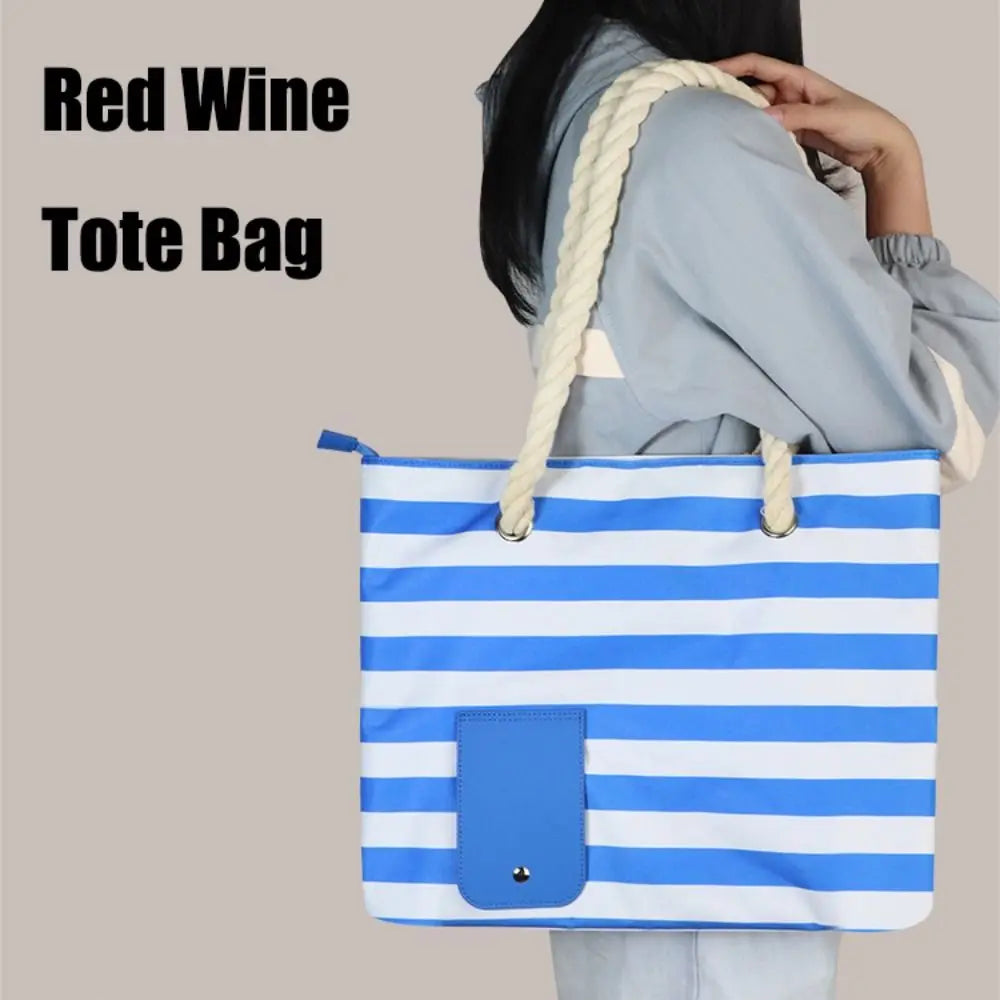 Insulated Wine Tote Bag  Nautical Stripe Dispenser Design - Product detail 6