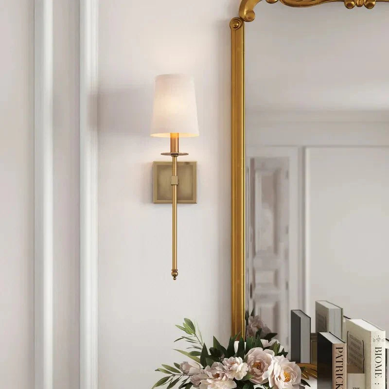 Modern Wall Sconce  Brushed Gold Crystal Accent - Detailed view