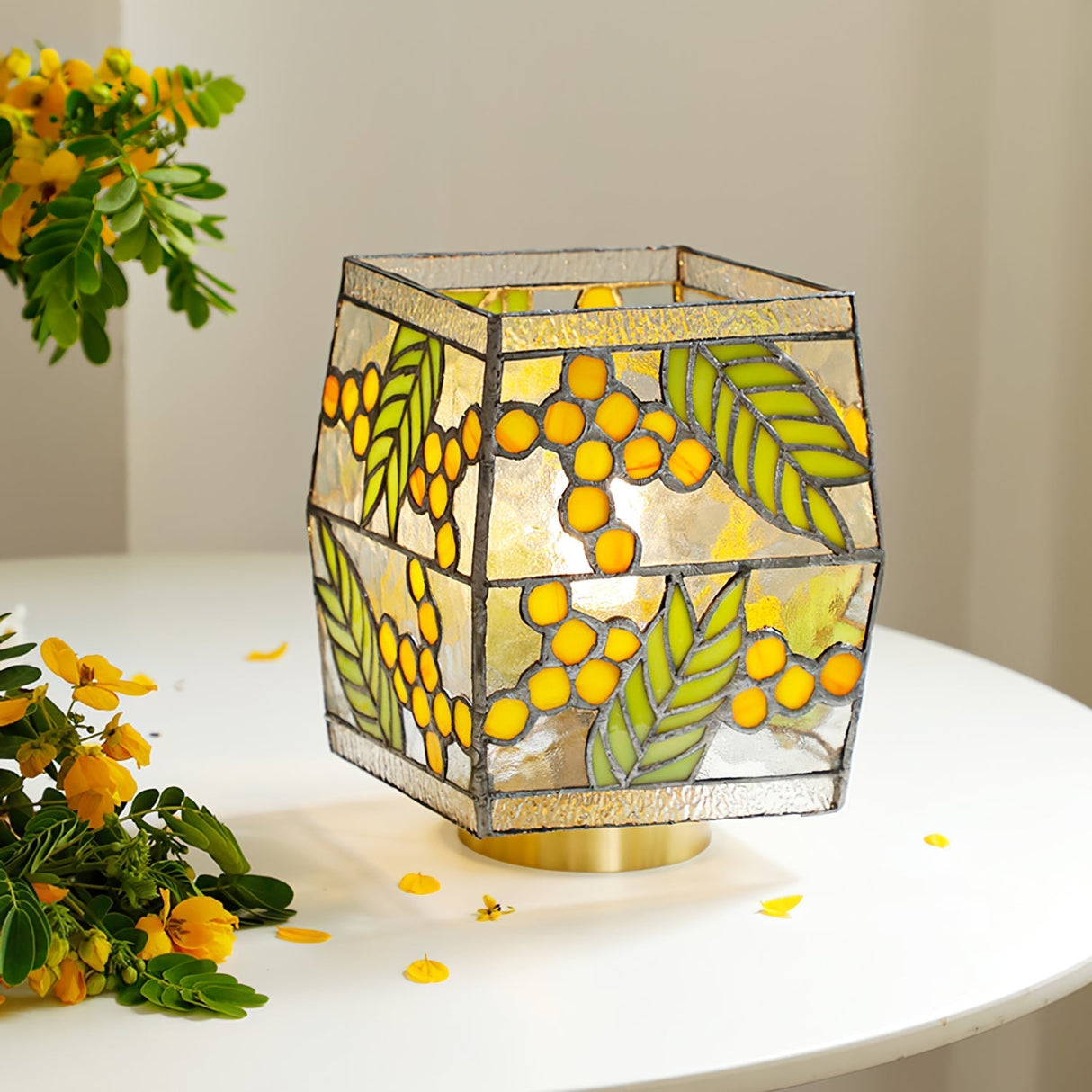 Botanical Table Lamp  Stained Glass Seed Pattern - Product detail 6