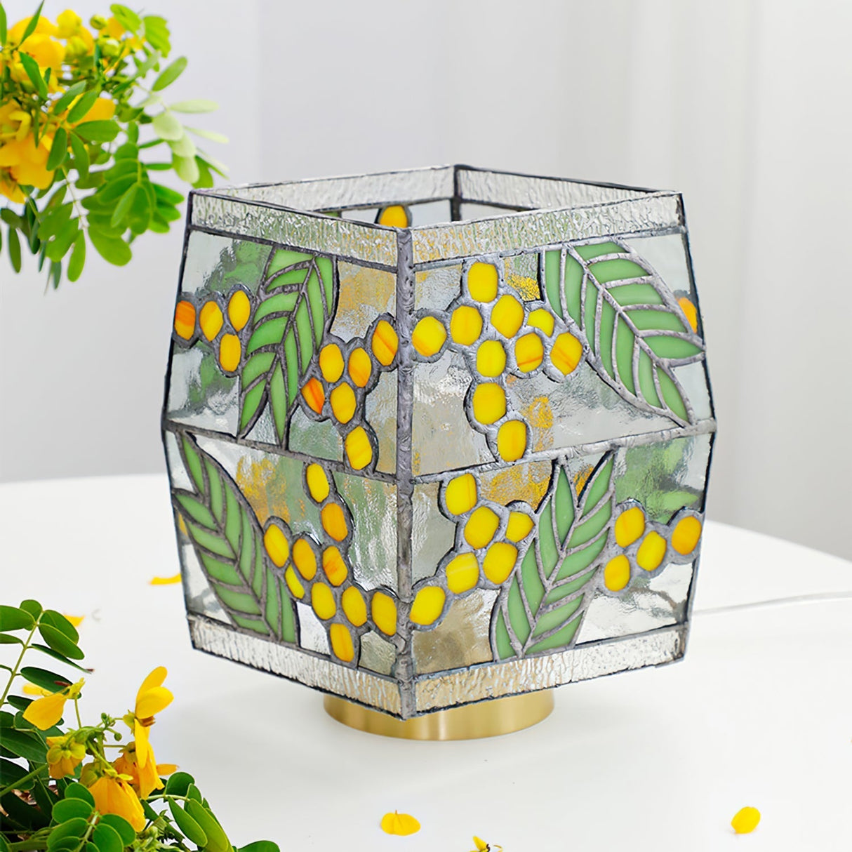 Botanical Table Lamp  Stained Glass Seed Pattern - Product detail 5