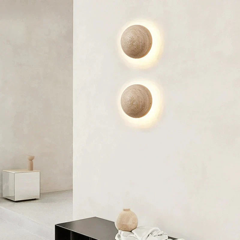 Travertine Wall Light  Natural Stone Half-Round Design - Product example