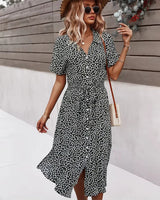 Floral Summer Maxi Dress  Button-Front V-Neck Design - Product detail 7