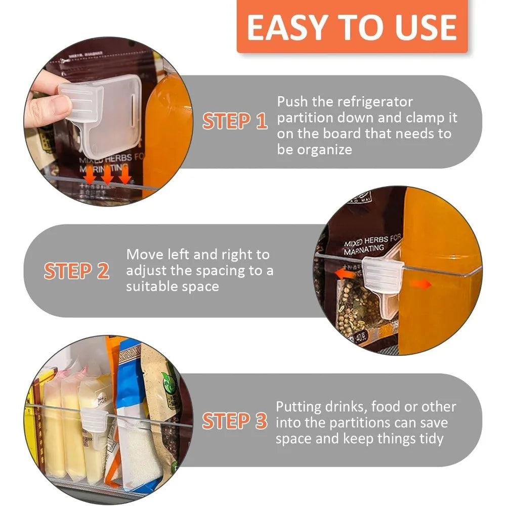 Refrigerator Shelf Organizer  Clear Plastic Door Clip System - Product detail 6