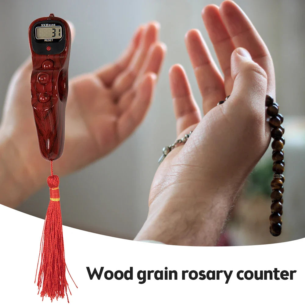 Digital Prayer Counter  Wood Grain Design with Tassel - Product detail 5