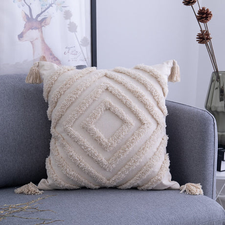 Tufted Throw Pillow Covers  Geometric Cotton With Tassels - Product detail 12