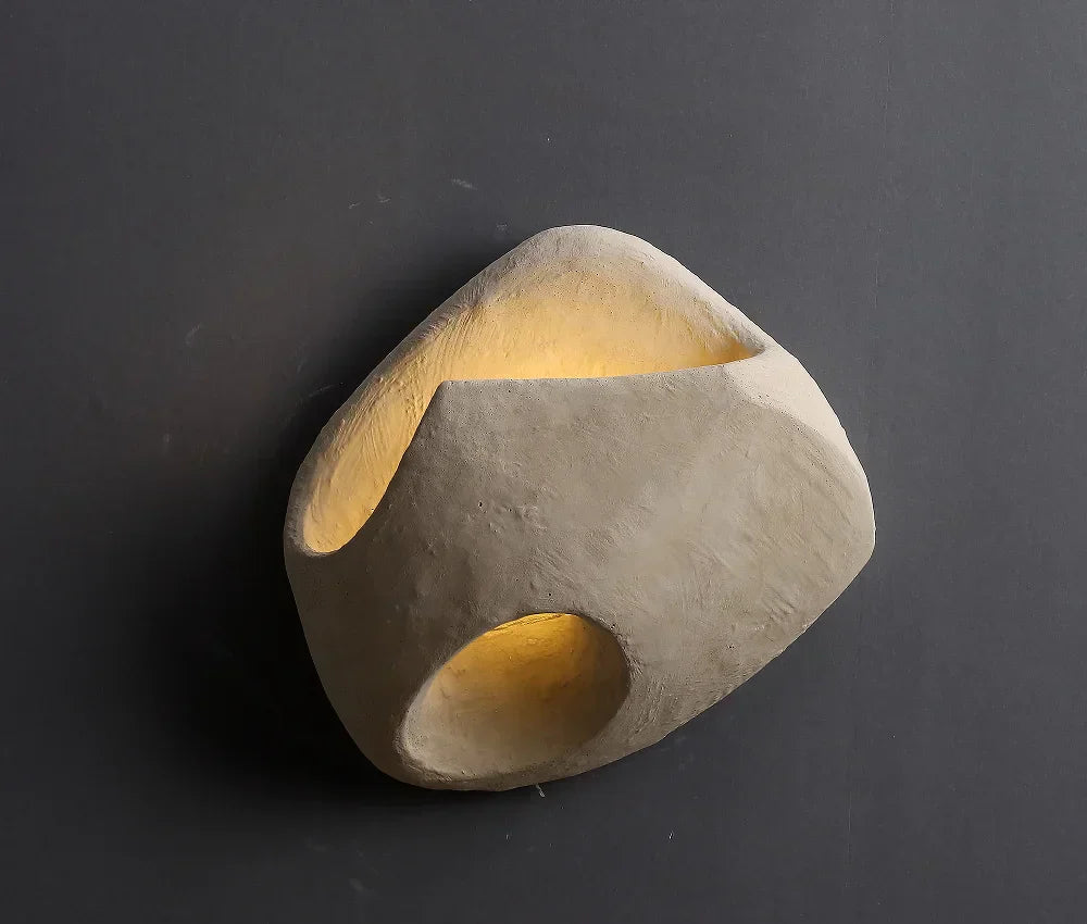 Minimalist Wall Sconce  Sculptural Cement Design - Product detail 10