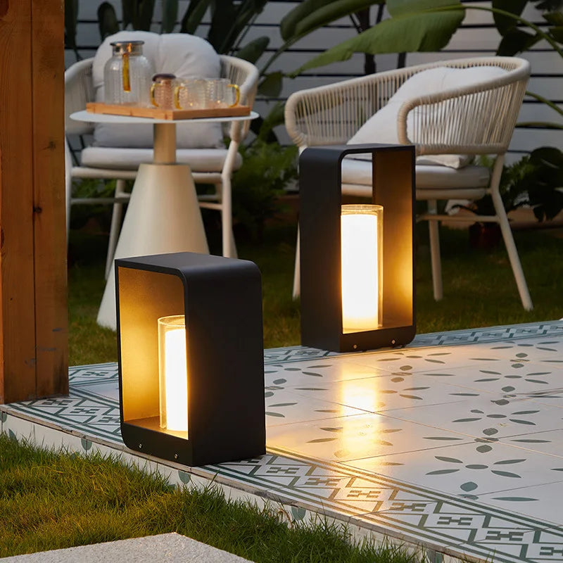 Modern Solar Path Lights  Minimalist Steel Frame Design - Detailed view