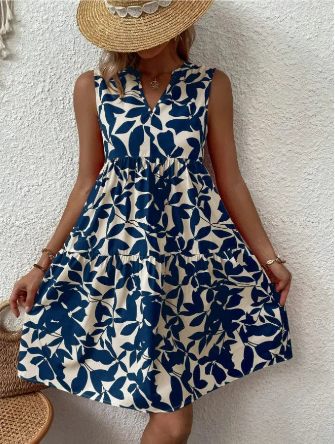 Summer Floral Dress  V-Neck Tiered Cotton Design - Product detail 13