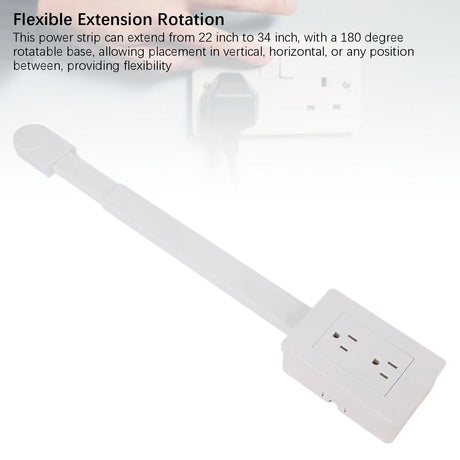 Flexible Power Strip  Extendable 22-34 Inch with Rotating Base - Product showcase