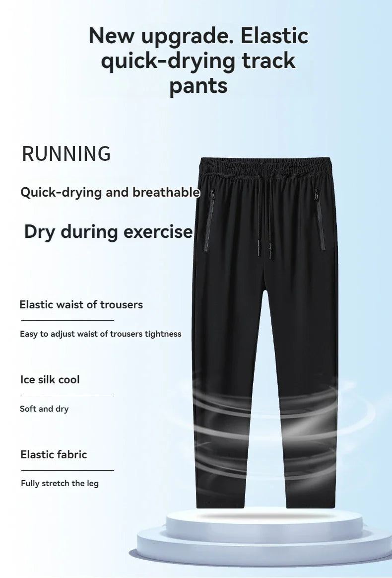 Quick-Dry Athletic Track Pants  Ice Silk Performance Fabric - Product showcase