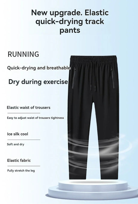 Quick-Dry Athletic Track Pants  Ice Silk Performance Fabric - Product showcase