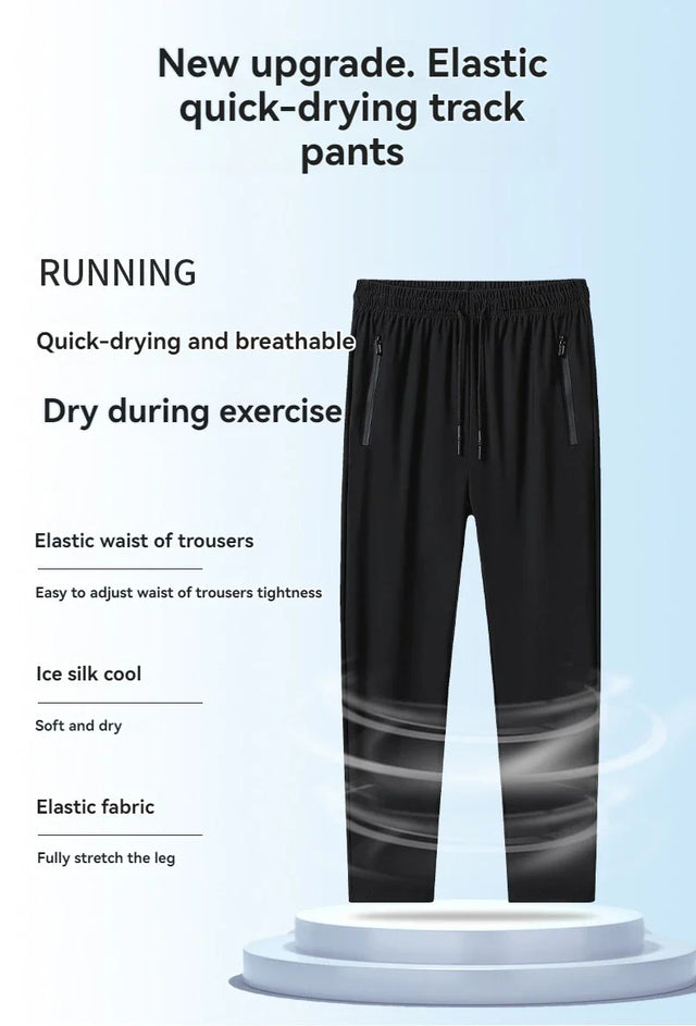 Quick-Dry Athletic Track Pants  Ice Silk Performance Fabric - Product showcase