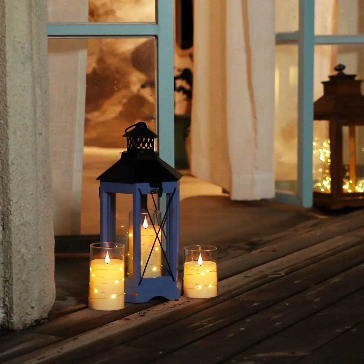 LED Flameless Candles  Glass-Encased Red Wax Design - Product example