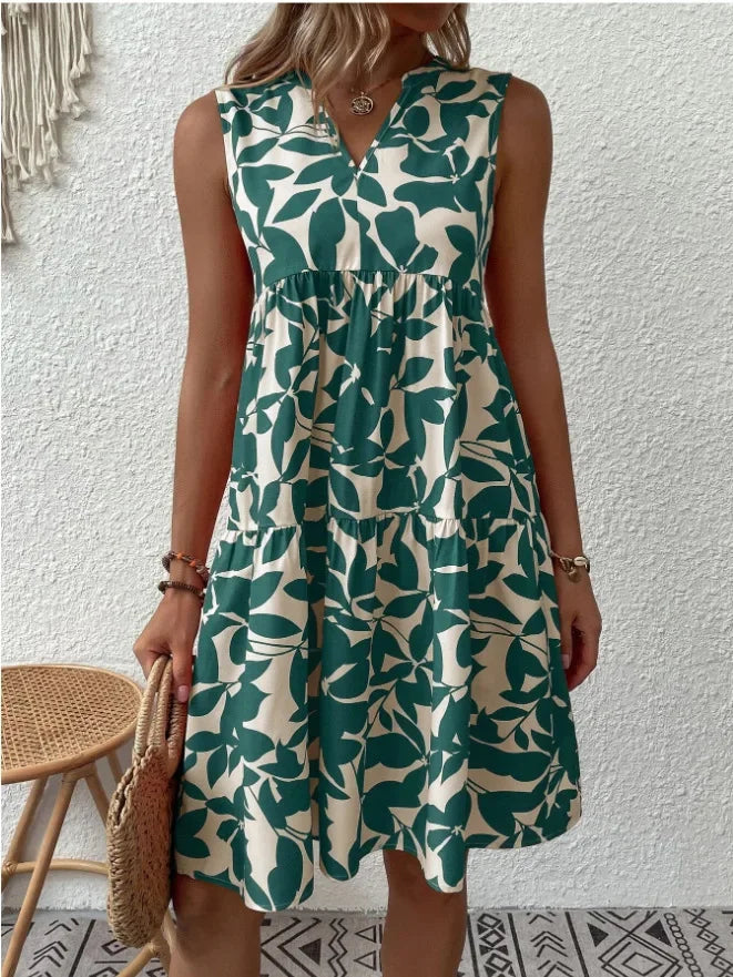 Summer Floral Dress  V-Neck Tiered Cotton Design - Product detail 21