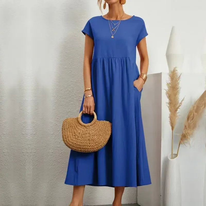 Casual Midi Dress  Loose Fit Cotton Blend - Product detail 8