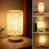 Minimalist Table Lamp  Natural Wood Base with Linen Shade - Detailed view