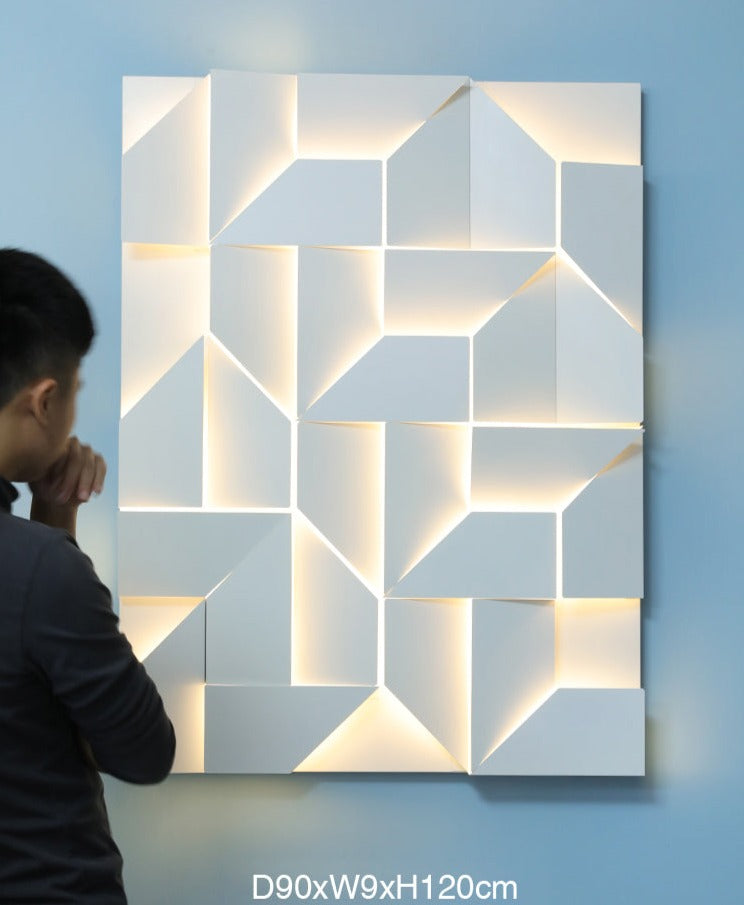Modern 3D Wall Light  Geometric LED Panel Design - Detailed view